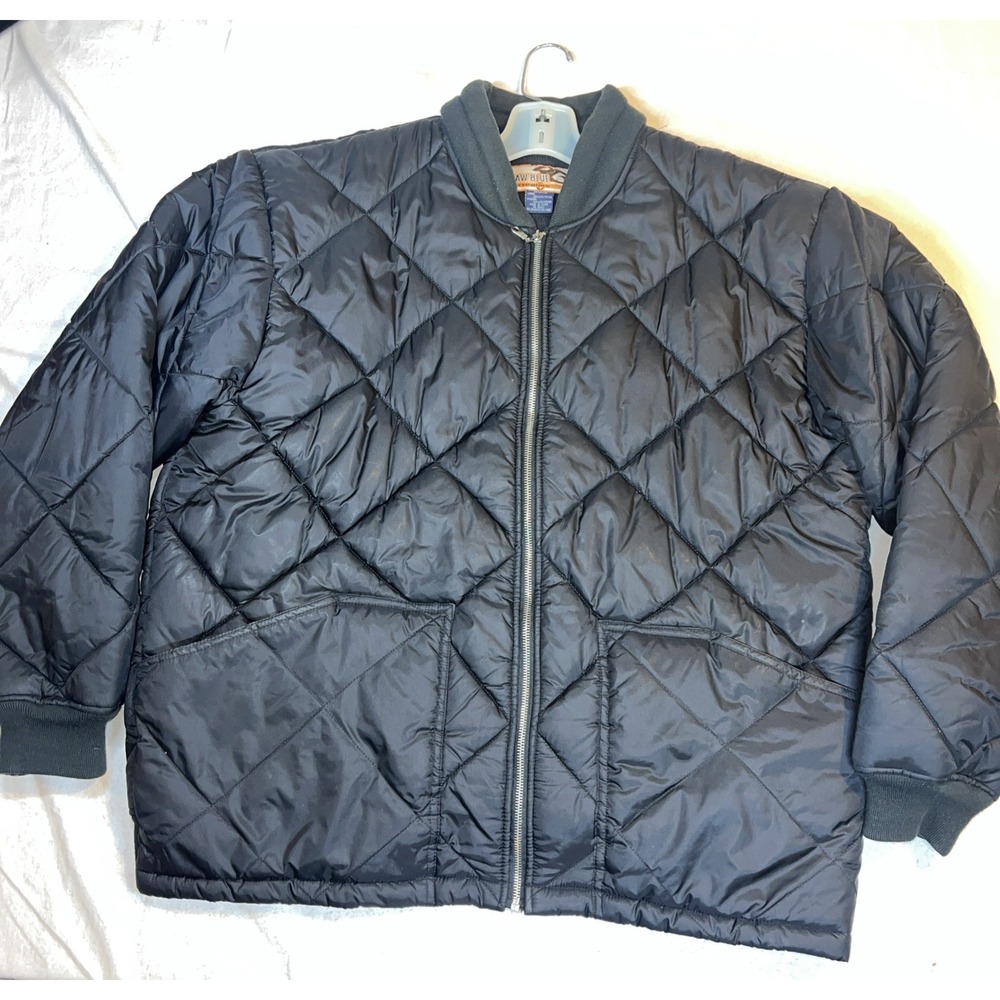 Raw Blue Nu Realms Men's Quilted Puffer Coat Jacket X-Large Black Streetwear